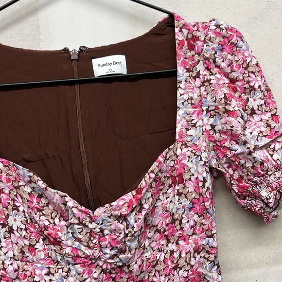 Final Price! Aritzia Tinsley Puff Sleeve Floral Mini Dress Sunday Best - Picture 4 of 8